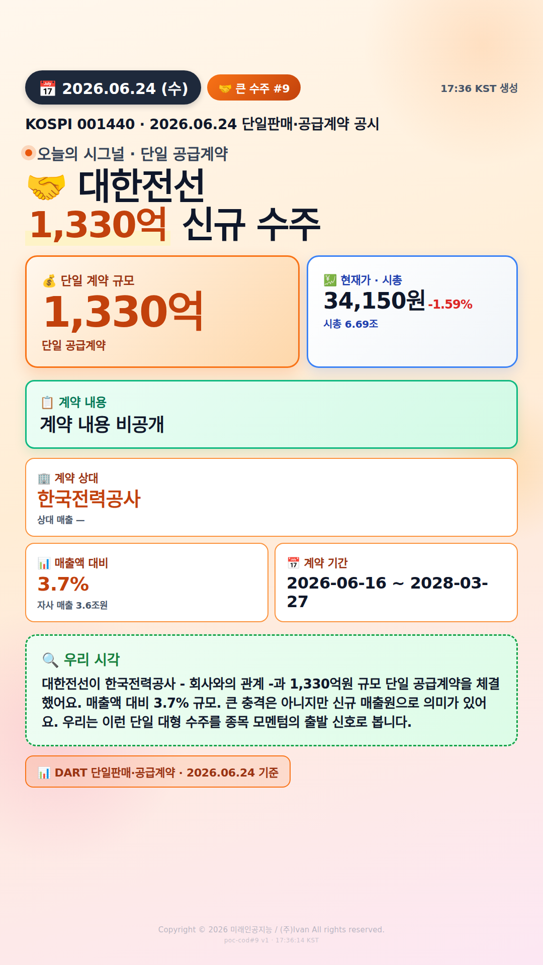 100억+ 수주 공시